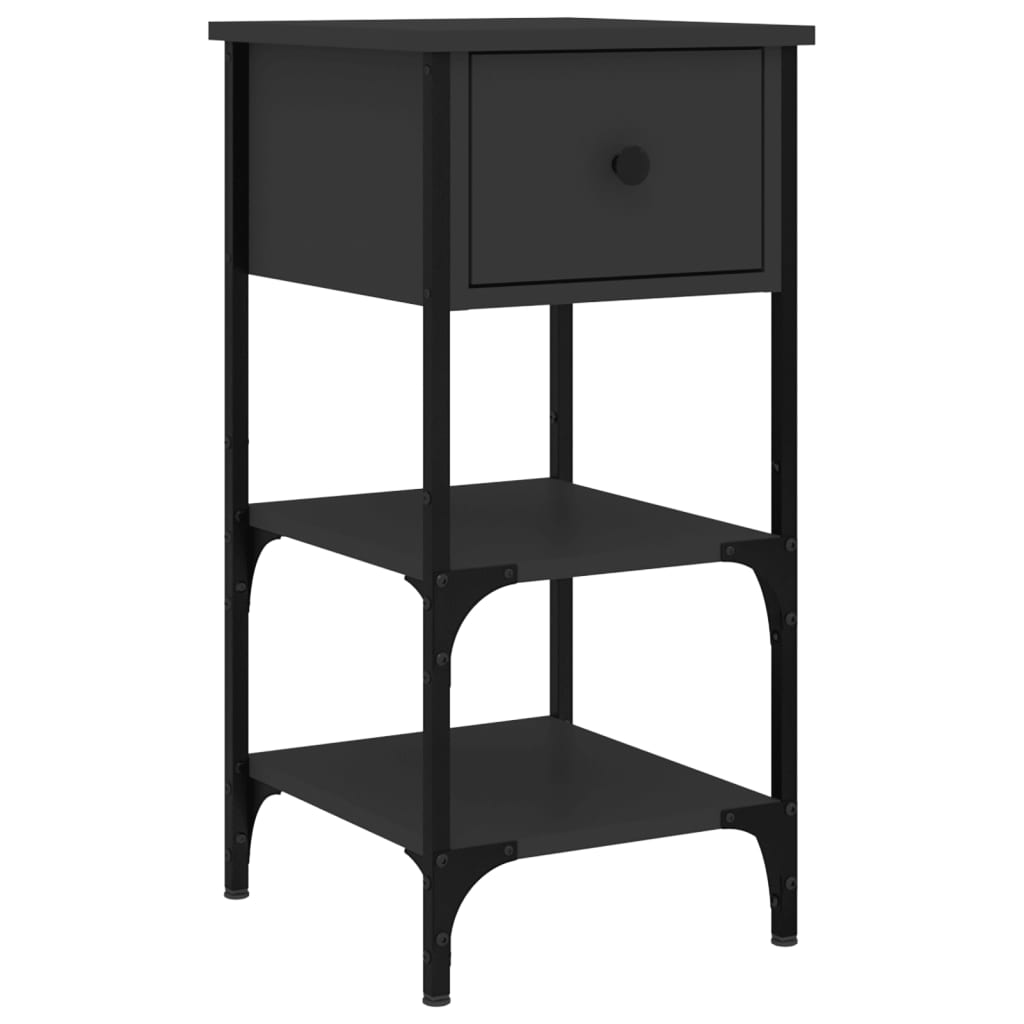 Mesita De Noche Madera De Ingeniería Negro 34x36x70 Cm_0