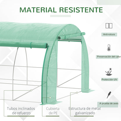 Outsunny Invernadero De Exterior 6x3x2 M Con Puerta Y 12 Ventanas De Malla Verde_3