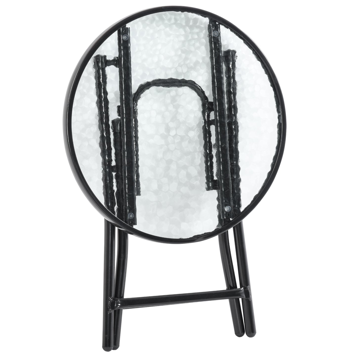 Outsunny Mesa De Cristal Redonda Plegable Con Hebilla De Seguridad Jardín Ø45 Cm_4