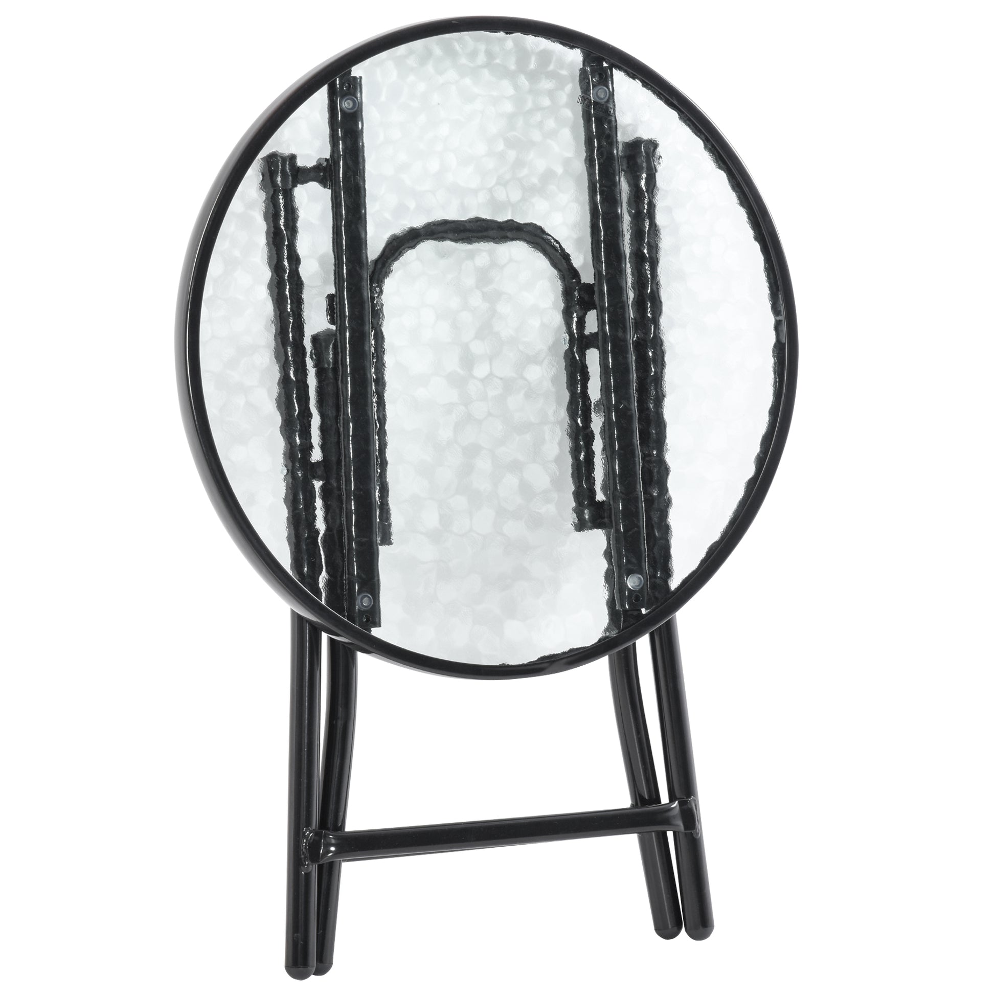 Outsunny Mesa De Cristal Redonda Plegable Con Hebilla De Seguridad Jardín Ø45 Cm_4