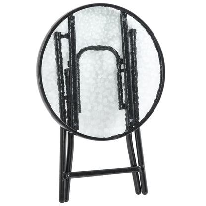 Outsunny Mesa De Cristal Redonda Plegable Con Hebilla De Seguridad Jardín Ø45 Cm_4