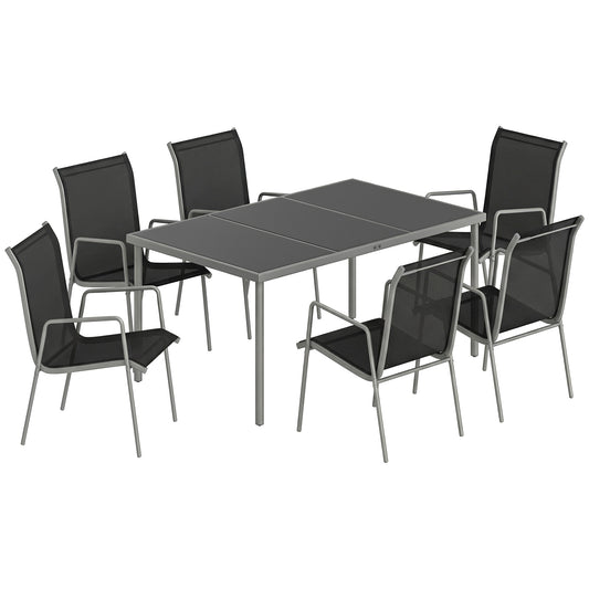 Outsunny Conjunto De Mesa Y Sillas Jardín De 7 Piezas Con Sillas Transpirables_0