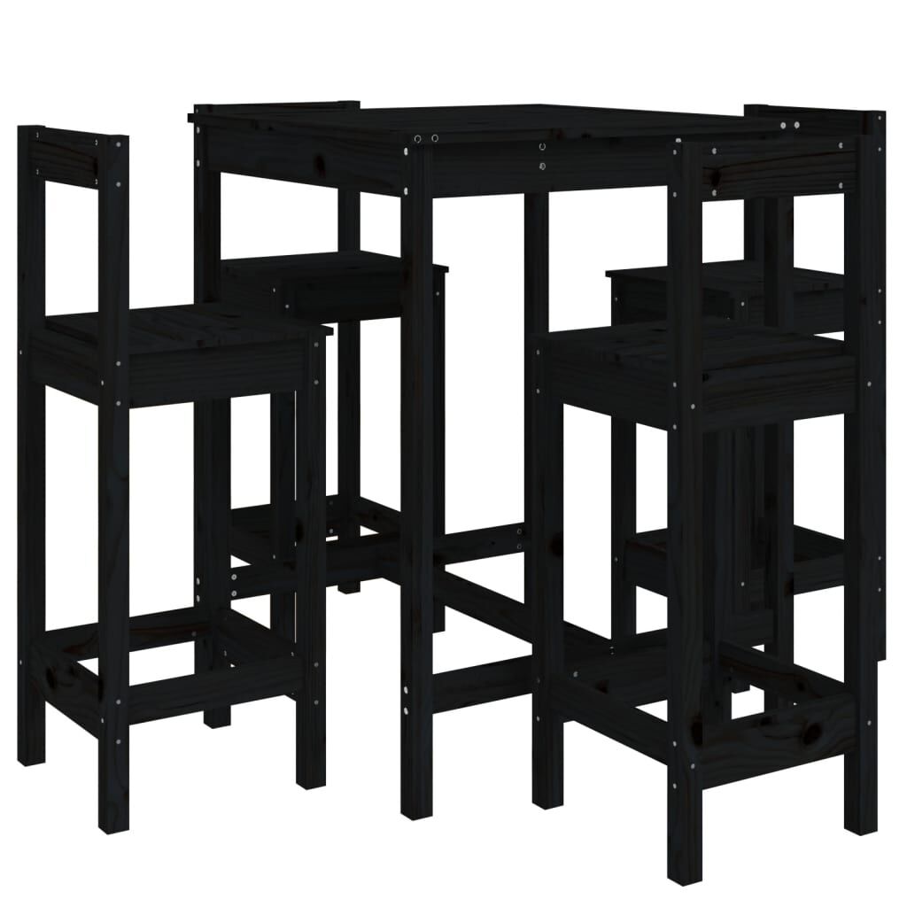 Vidaxl Set De Mesa Y Taburetes Altos Jardín 5 Piezas Madera Pino Negro_0