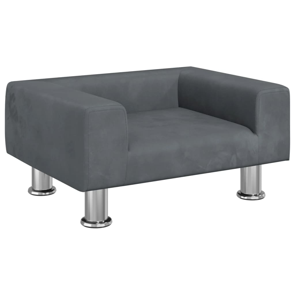 Cama Para Perros De Terciopelo Gris Oscuro 50x40x26,5 Cm / Vetonek_2