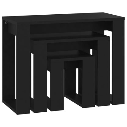 Mesas Apilables 3 Piezas Madera Contrachapada Negro_3