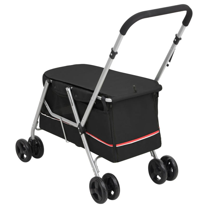 Vidaxl Cochecito Para Perros Plegable Tela Lino Negro 100x49x96 Cm_5