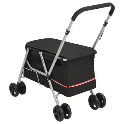 Vidaxl Cochecito Para Perros Plegable Tela Lino Negro 100x49x96 Cm_5