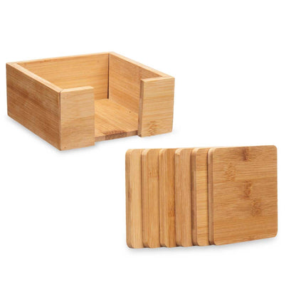 Set 6 Posavasos Bambu Cuadrados Soporte  Colección Kinvara