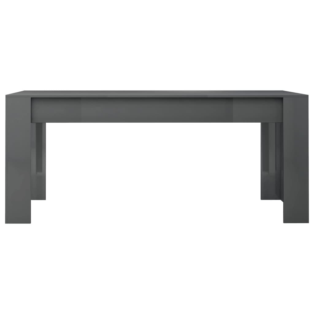 Mesa De Comedor Madera Contrachapada Gris Brillo 180x90x76 Cm_2