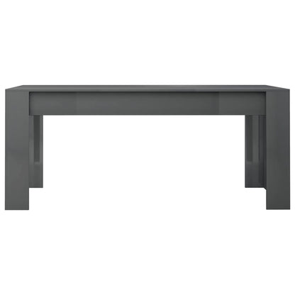 Mesa De Comedor Madera Contrachapada Gris Brillo 180x90x76 Cm_2