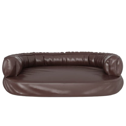 Vidaxl Cama Para Perros De Espuma Cuero Sintético Marrón 88x65 Cm_3