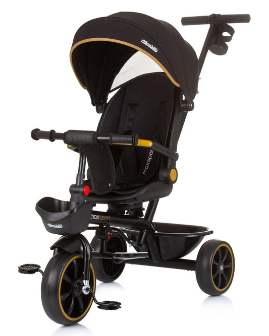 Triciclo Con Capota Y Mango Parental Max Sport Obsidian_0