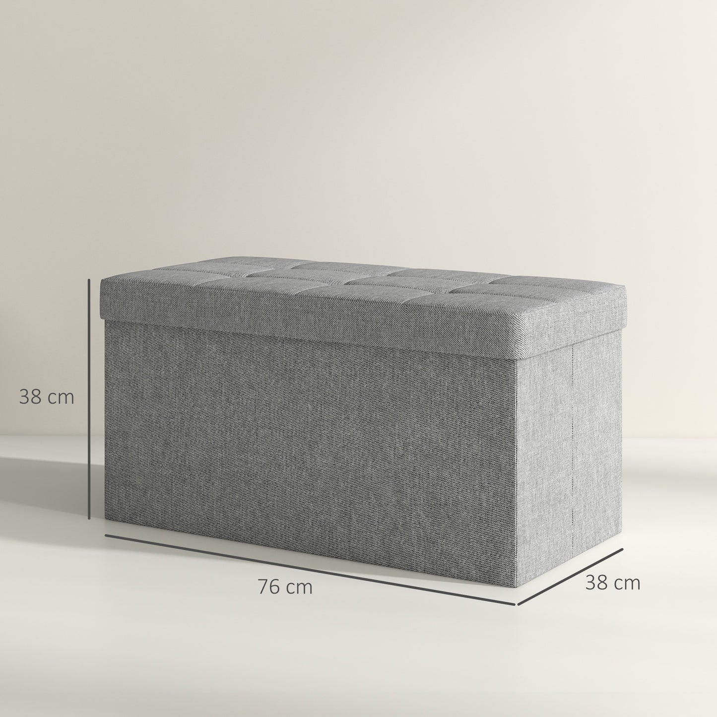 Homcom Baúl De Almacenaje Para Dormitorio 84l 76x38x38 Cm Gris Claro_2