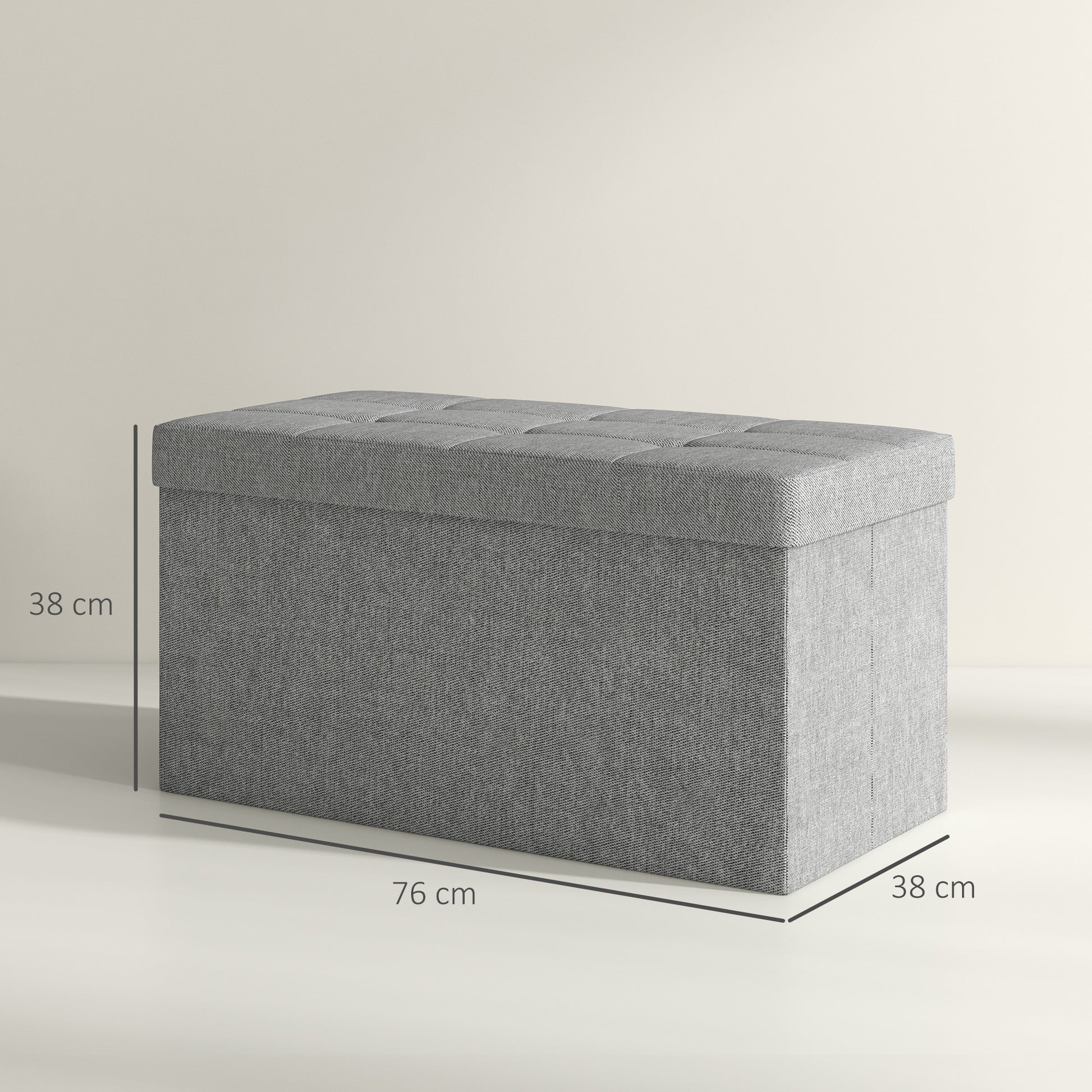 Homcom Baúl De Almacenaje Para Dormitorio 84l 76x38x38 Cm Gris Claro_2
