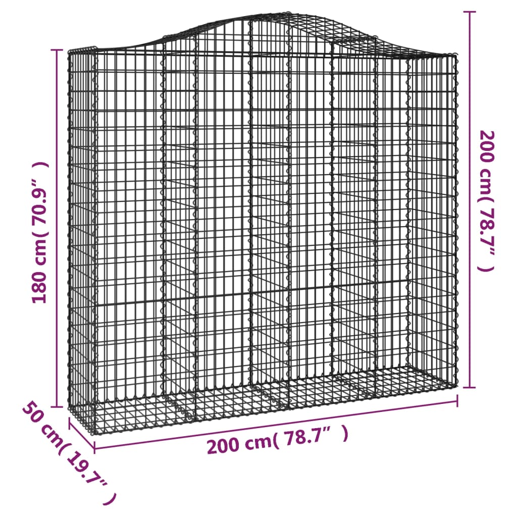 Cestas De Gaviones 3 Uds Forma De Arco Hierro 200x50x180/200 Cm_5