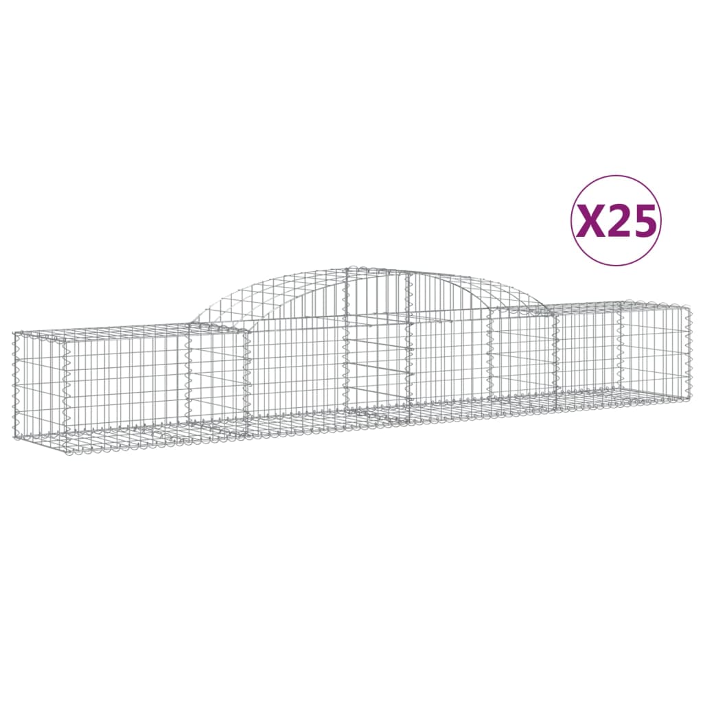 Cestas De Gaviones 25 Uds Forma De Arco Hierro 300x50x40/60 Cm_0