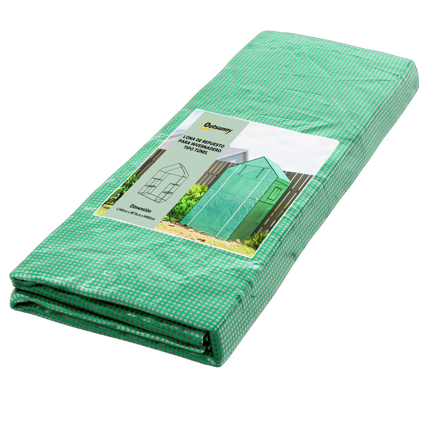 Outsunny Cubierta De Invernadero 140x73x190 Cm Con Ventana Anti-uv Verde_0