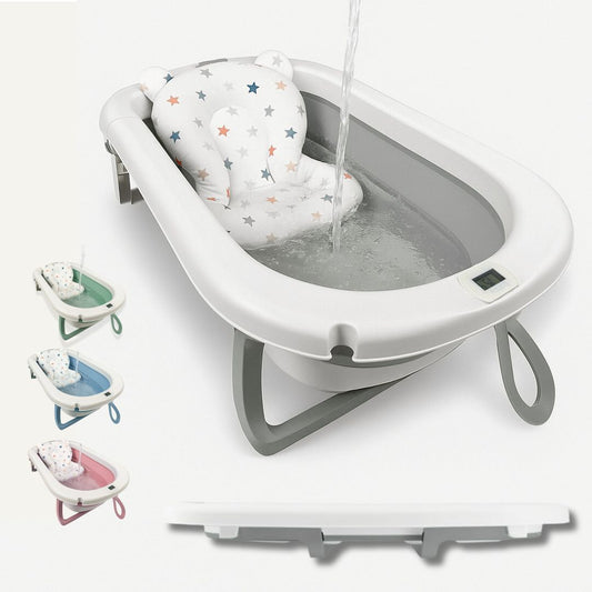 Bathby Bañera Plegable Gris Para Bebés, Cojín Reductor, Termómetro, Patas Antideslizantes (gris Pastel)_0