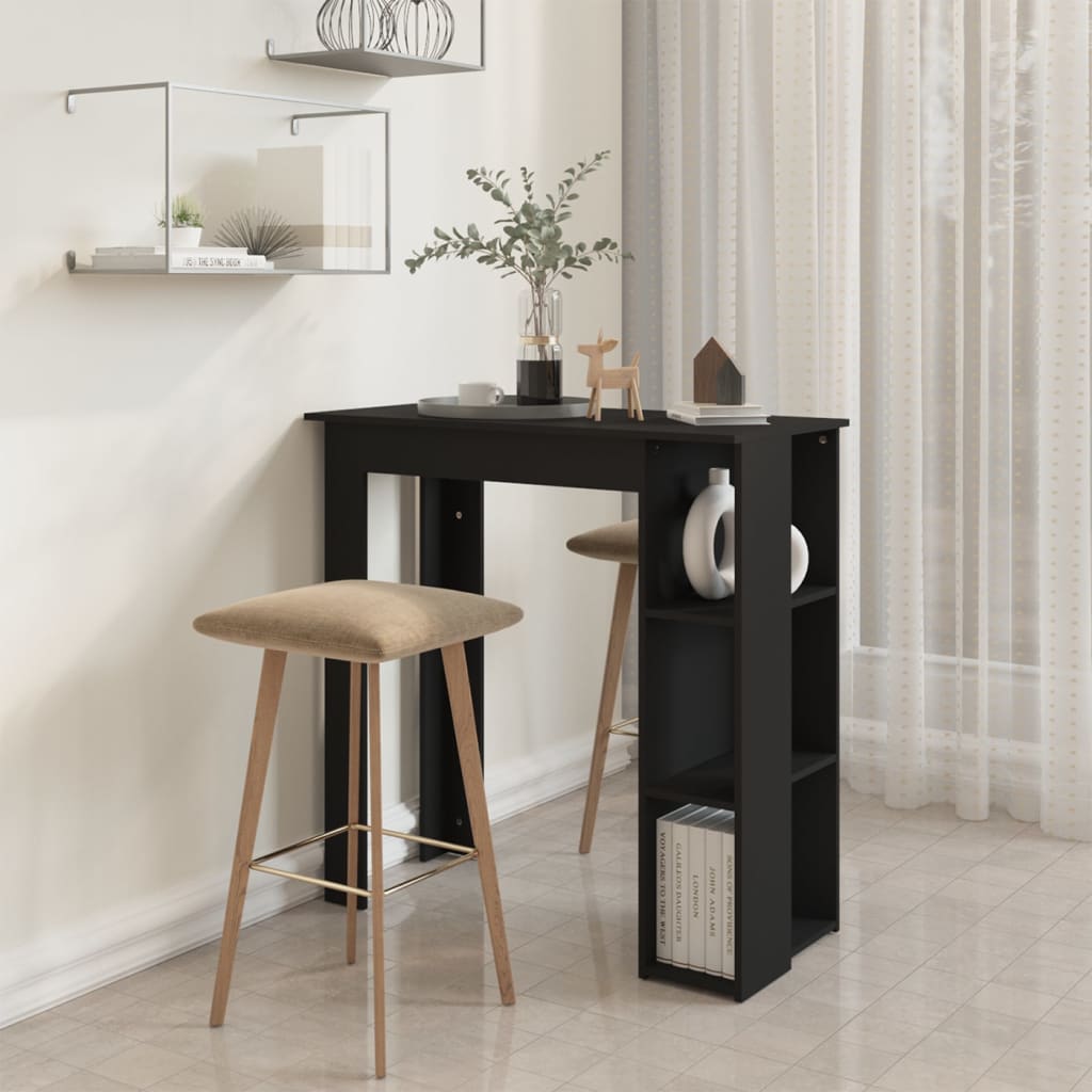 Mesa Bar Con Estante Madera Contrachapada Negro 102x50x103,5 Cm_4