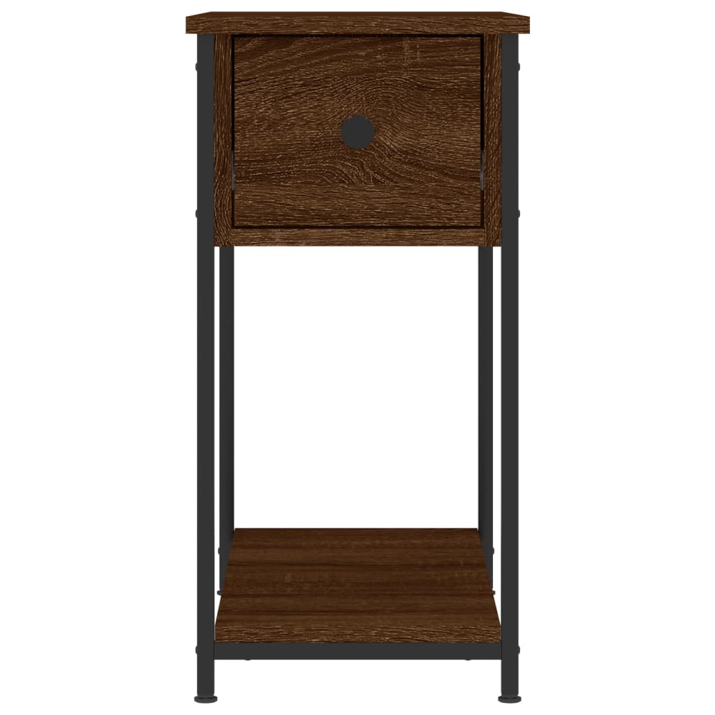 Mesita De Noche Madera De Ingeniería Marrón Roble 30x60x60 Cm_3