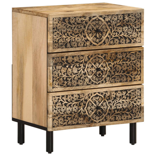 Mesita De Noche Madera Maciza De Mango 50x33x60 Cm_0