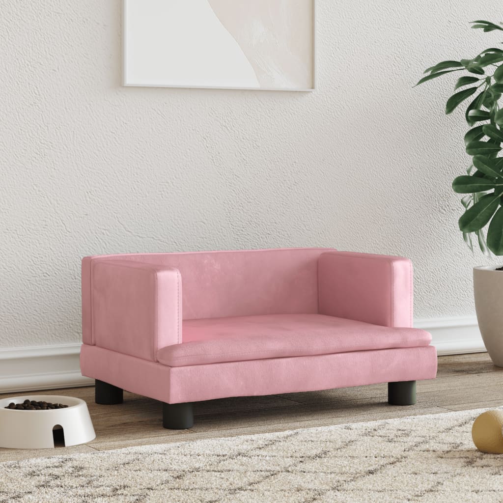 Cama Para Perros De Terciopelo Rosa 60x40x30 Cm / Vetonek_4