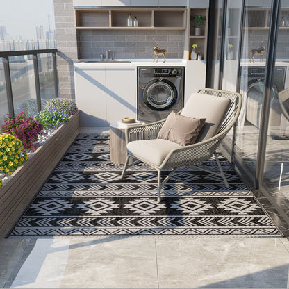 Outsunny Alfombra De Exterior 182x274 Cm Impermeable Anti-uv Negro Y Gris_1