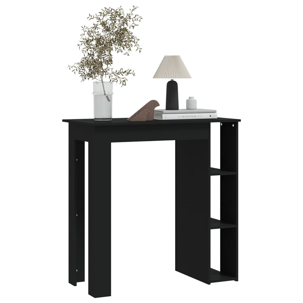 Mesa Bar Con Estante Madera Contrachapada Negro 102x50x103,5 Cm_3