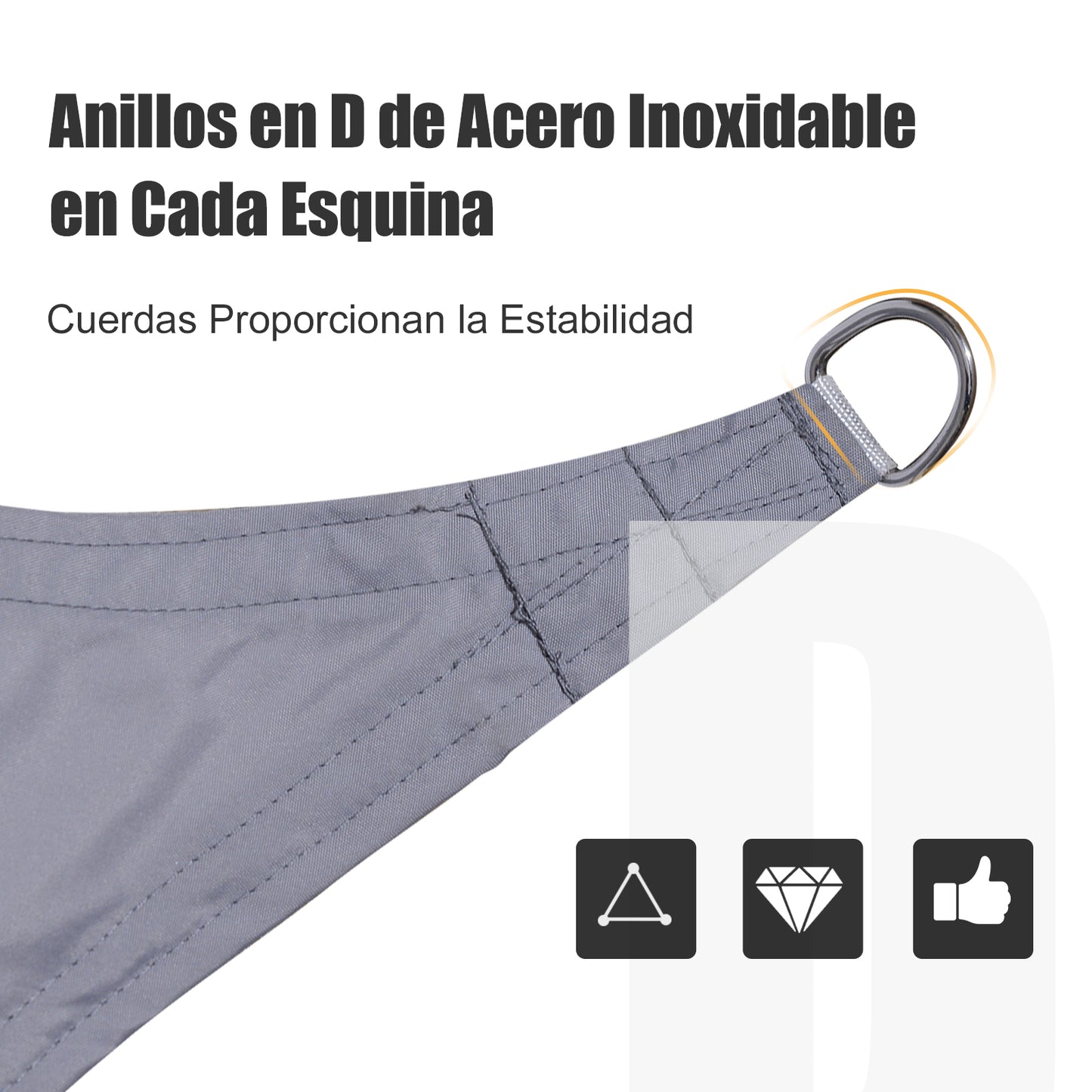 Outsunny Toldo Vela Triangular 3x3x3m Vela Sombra Para Terraza Jardín Camping_5