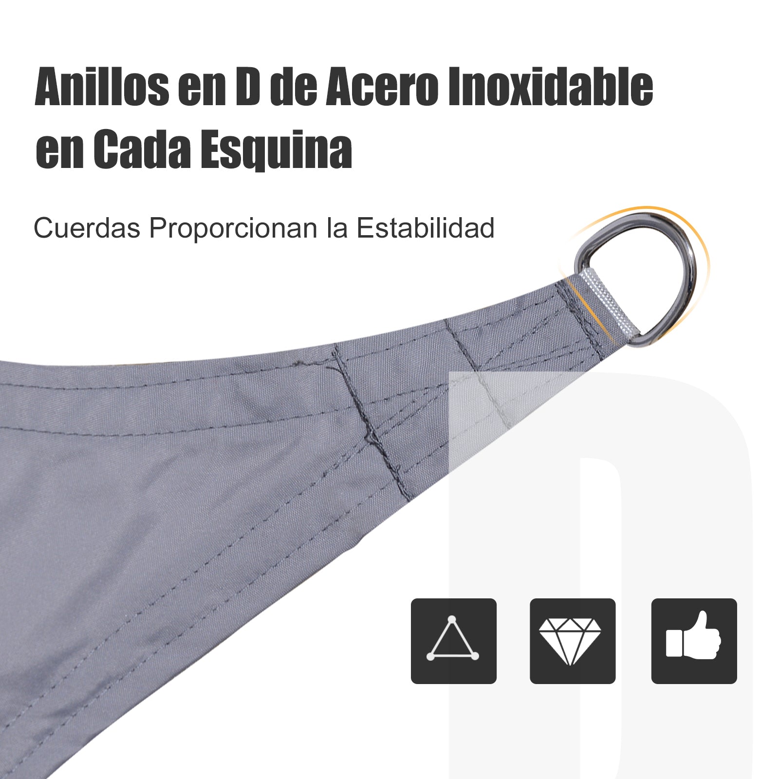 Outsunny Toldo Vela Triangular 3x3x3m Vela Sombra Para Terraza Jardín Camping_5