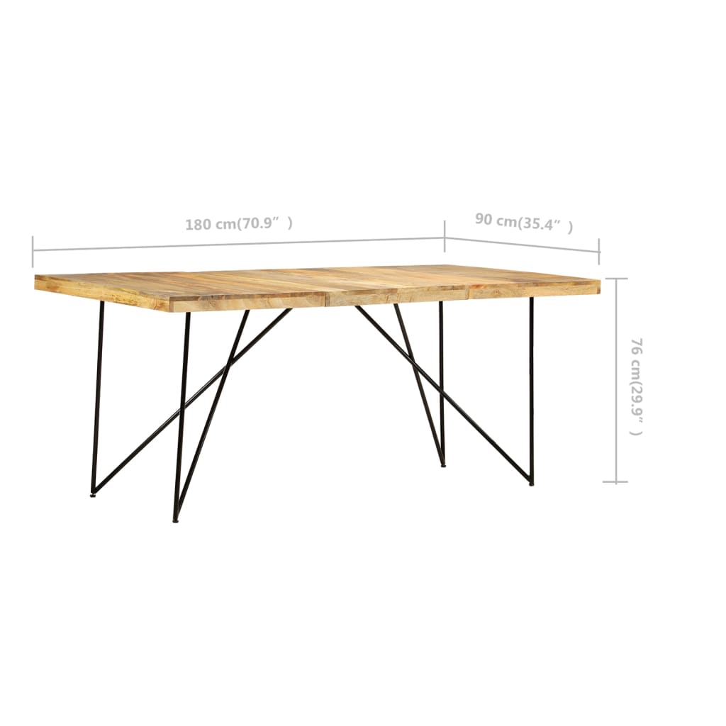 Mesa De Comedor De Madera Maciza De Mango 180x90x76 Cm_4