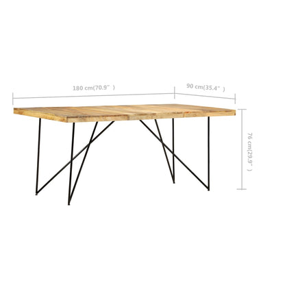 Mesa De Comedor De Madera Maciza De Mango 180x90x76 Cm_4