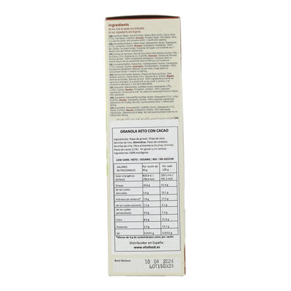 Granola keto ecológica de cacao LOW CARB 250g