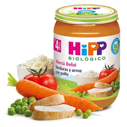 Tarrito de Verduras y Arroz con Pollo BIO a partir de 4 Meses HiPP 190 grHiPP