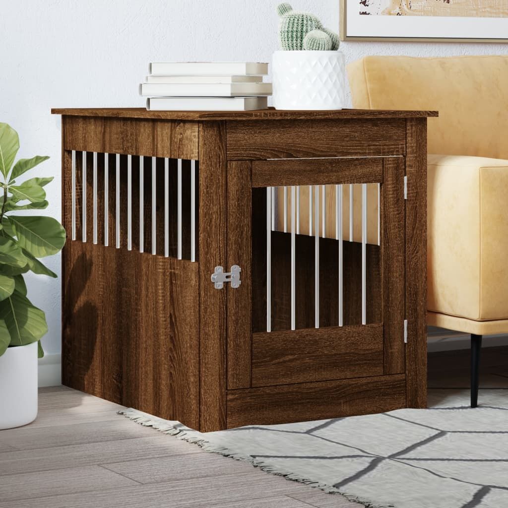 Vidaxl Jaula Para Perros Madera Ingeniería Roble Marrón 64,5x80x71 Cm_1