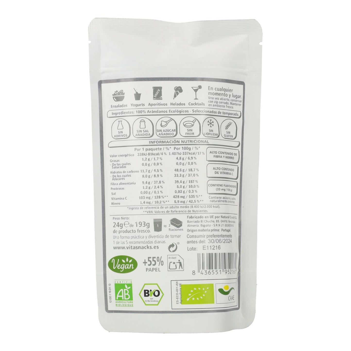 Arándanos Crujientes VitaSnack 24 g