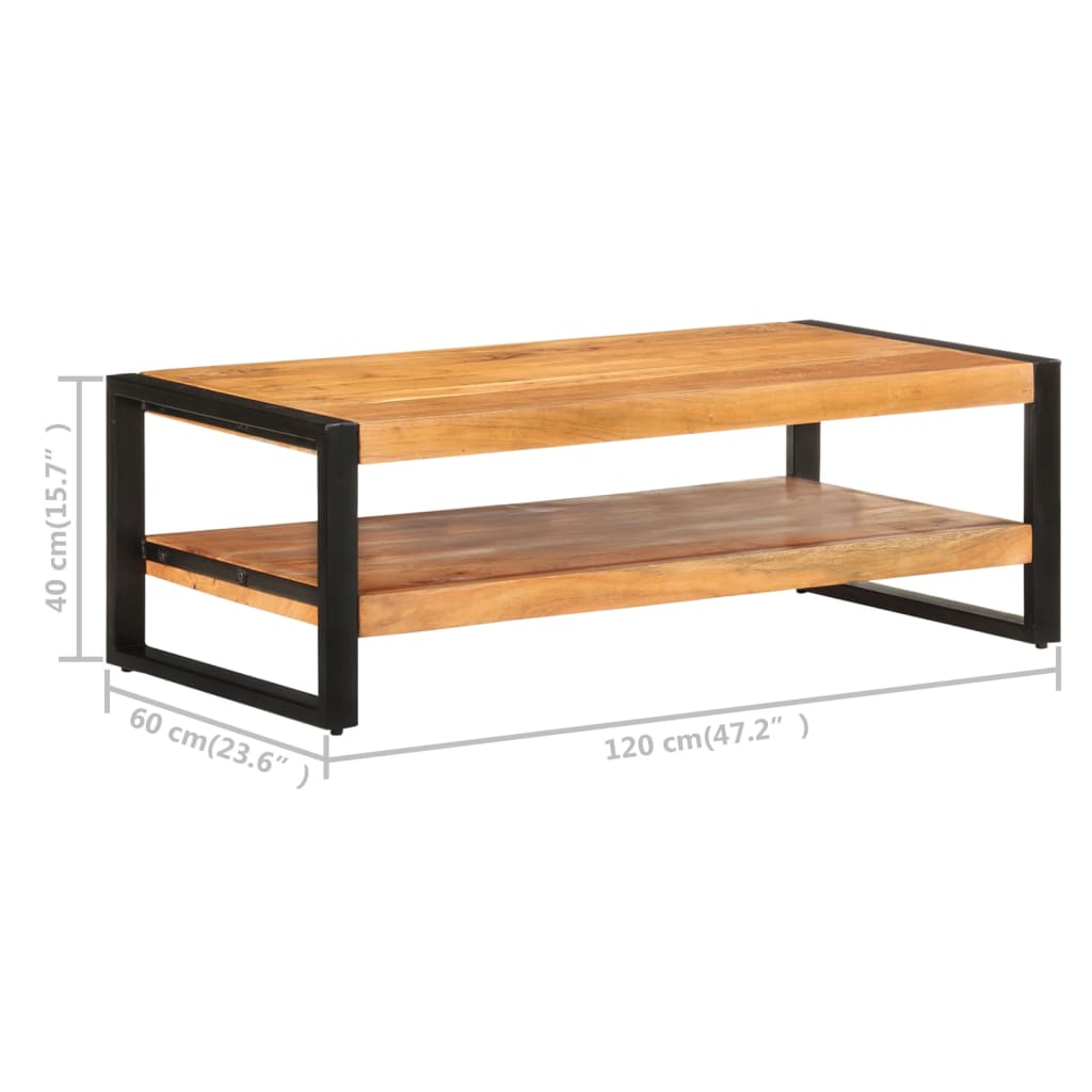 Mesa De Centro De Madera Maciza De Acacia 120x60x40 Cm_3