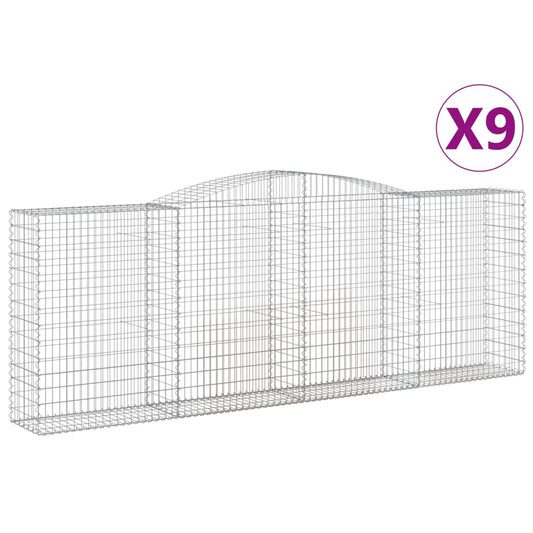 Cestas Gaviones 9 Uds Forma De Arco Hierro 400x50x140/160 Cm_0