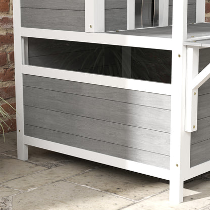 Pawhut Caseta Para Gatos De Madera Con Techo Asfáltico 64x87x76 Cm Gris Claro_4