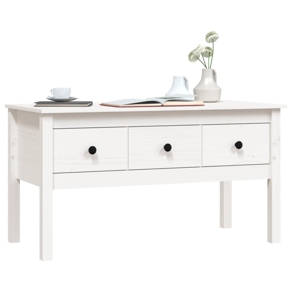 Mesa De Centro De Madera Maciza De Pino Blanco 102x49x55 Cm_2