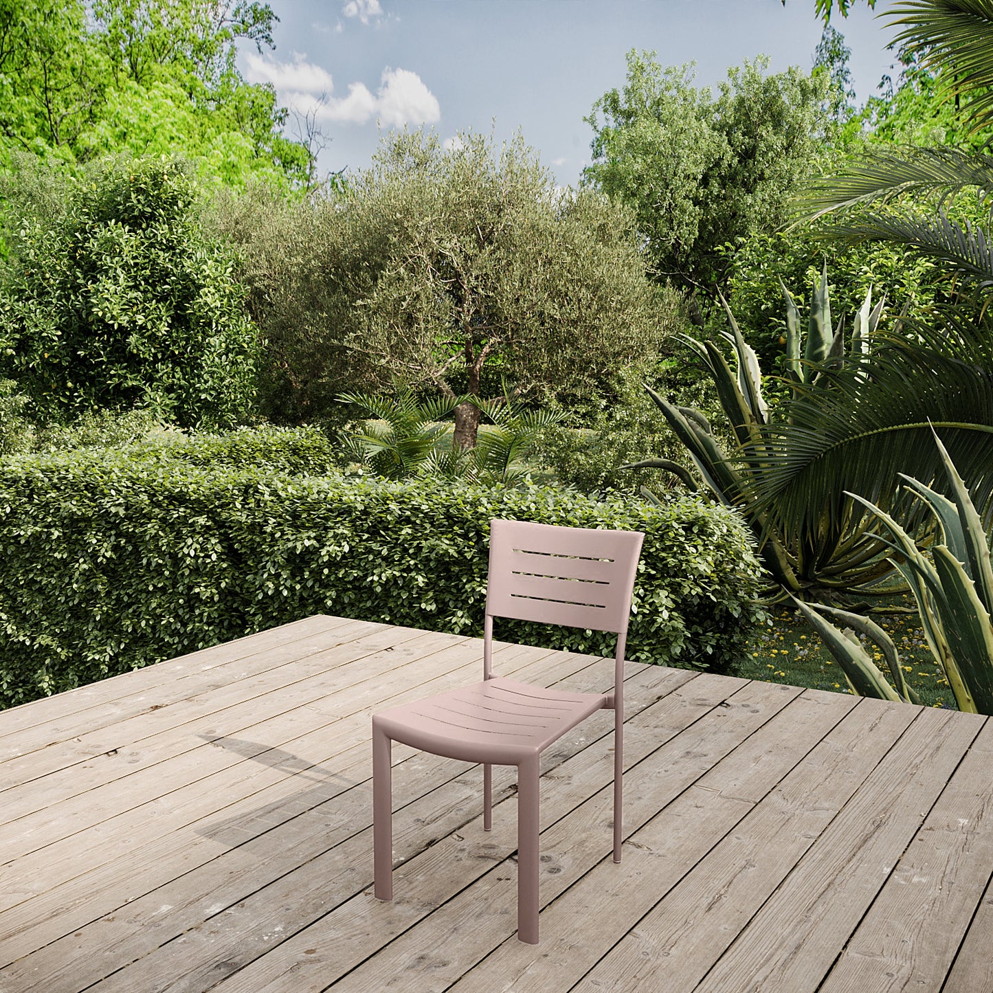 Juego De 4 Sillas Apilables De Jardín De Aluminio Color Topo Nuez Moscada Inari -muebles De Jardín -45x59,5xh84cm_5