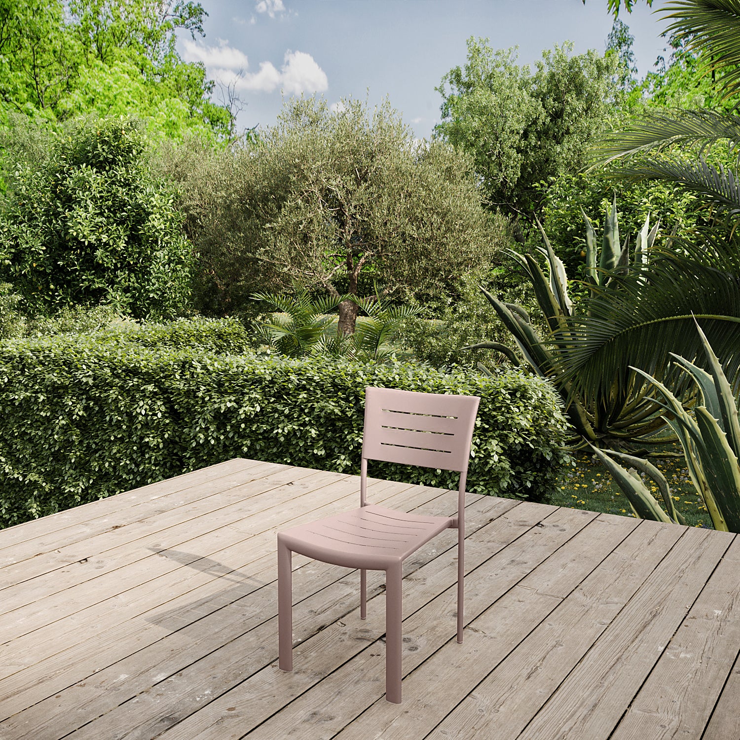 Juego De 4 Sillas Apilables De Jardín De Aluminio Color Topo Nuez Moscada Inari -muebles De Jardín -45x59,5xh84cm_5