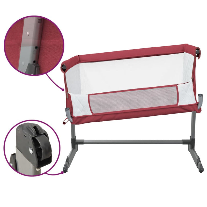 Vidaxl Cuna Con Colchón Tela De Lino Rojo_5