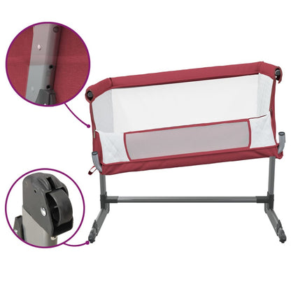 Vidaxl Cuna Con Colchón Tela De Lino Rojo_5