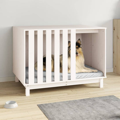 Cama Para Perros Madera Maciza De Pino Blanco 100x70x72 Cm / Vetonek_4
