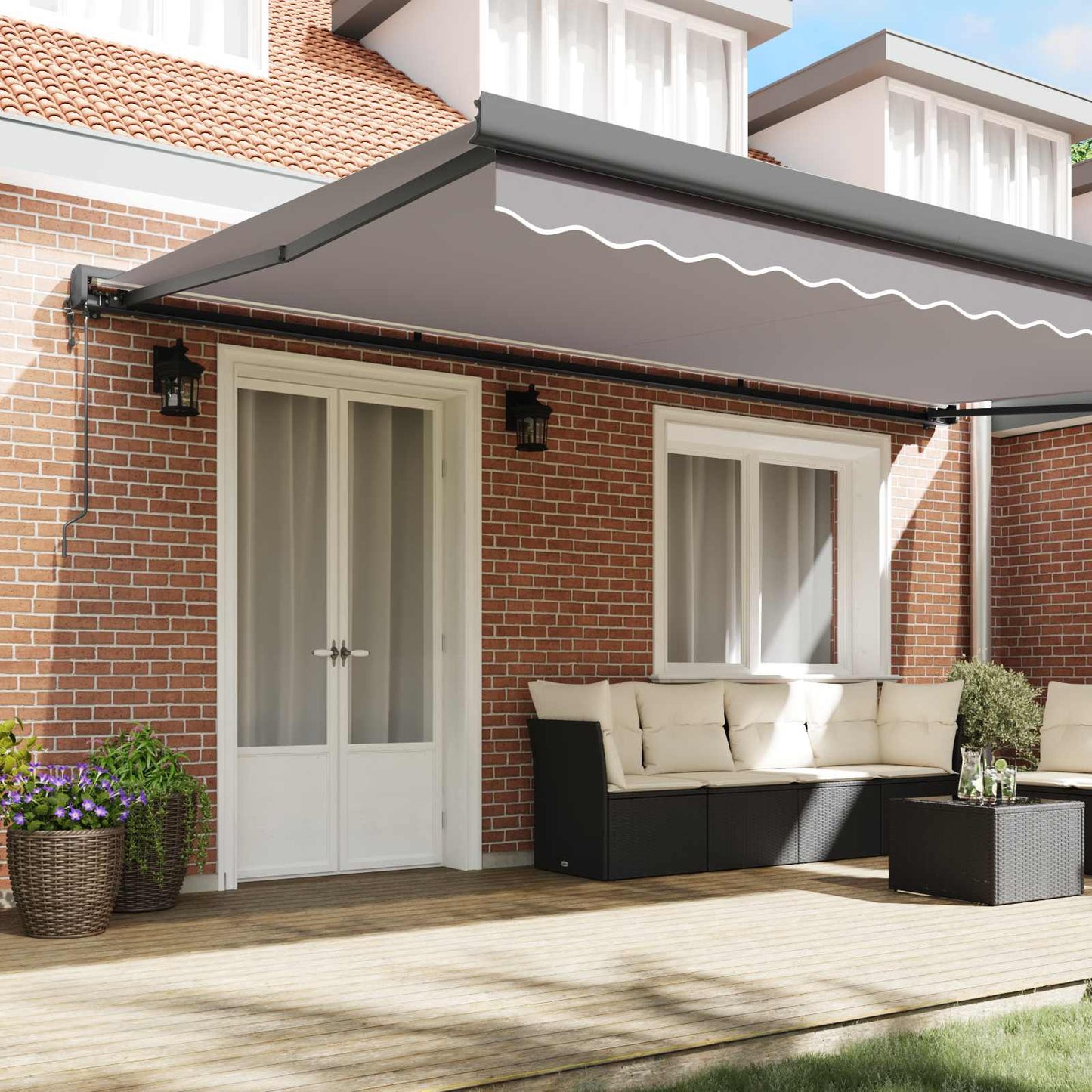 Toldo Retráctil Gris Claro 500 X 300 X 165 Cm Tela Y Metal_2
