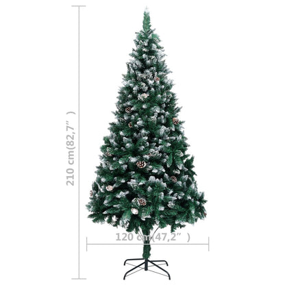 Vidaxl Árbol De Navidad Artificial Con Piñas Y Nieve Blanca 210 Cm_2