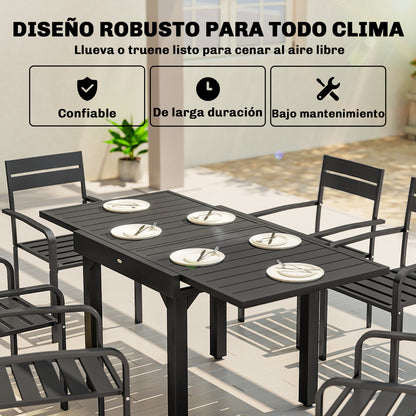 Outsunny Mesa De Jardín Exterior Extensible 80/160 Cm De Aluminio Negro_5