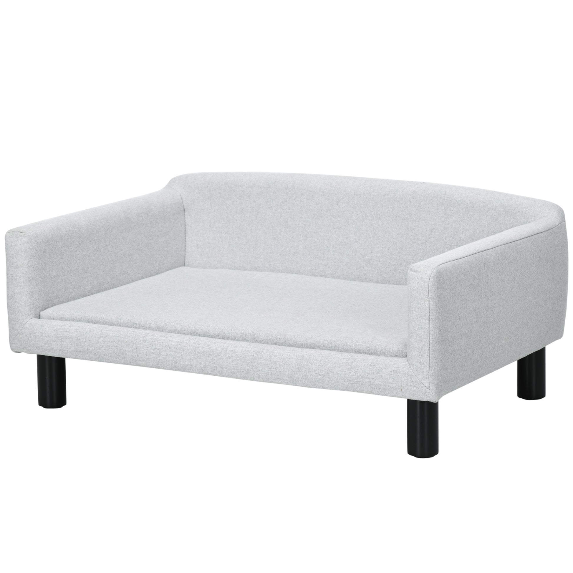 Pawhut Sofá Para Perros Medianos Con Patas De Madera 82x54x36 Cm Gris_0