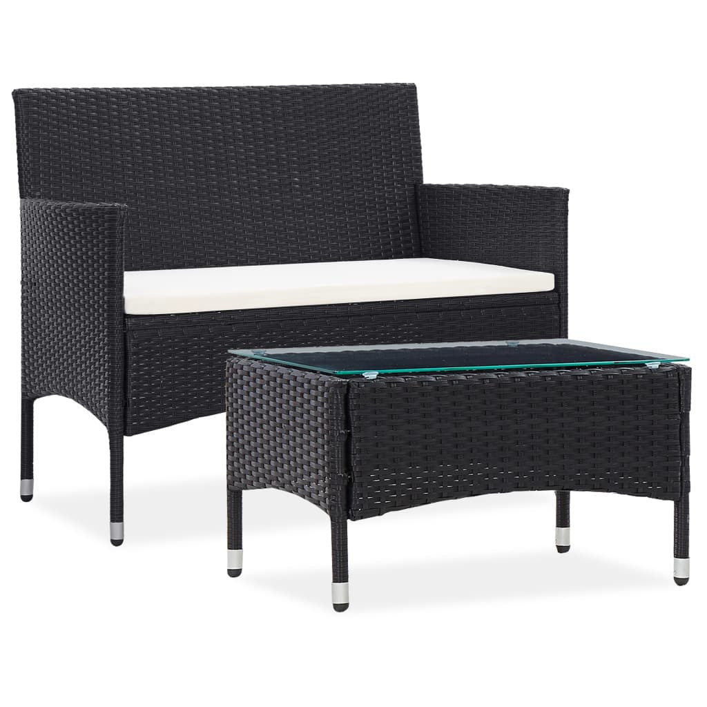 Vidaxl Set Muebles De Jardín 2 Piezas Con Cojín Ratán Sintético Negro_0